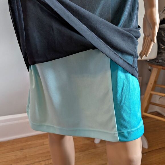 Vintage 90s Y2K Express Mini Dress Party Mesh Blue Cocktail Prom Mod Size 1/2 - Picture 7 of 12